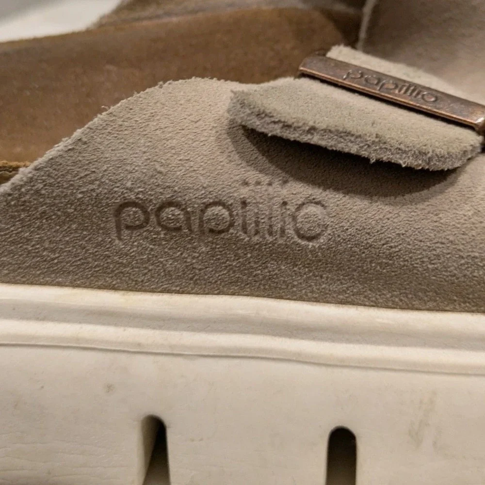 Papillio Birkenstock Arizona Grooved Sandals Women 37 Taupe Suede Platform